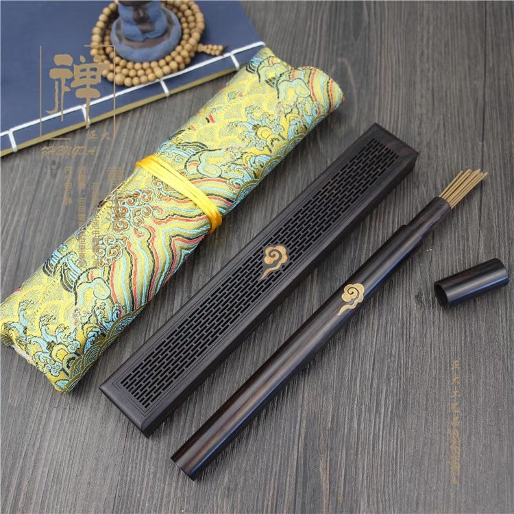 Ebony incense burner travel set for morning ritual
