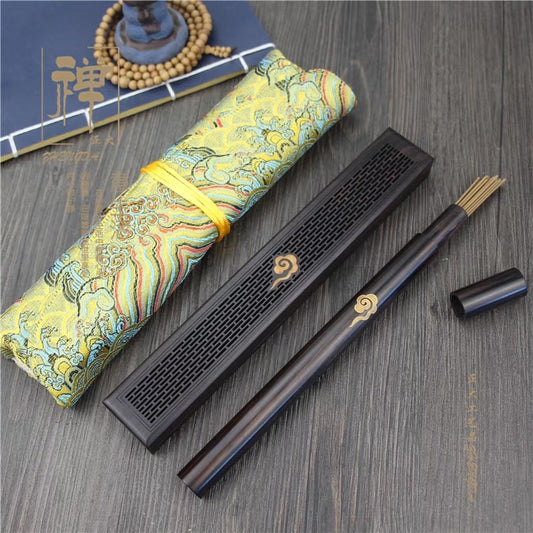 Ebony incense burner travel set for morning ritual