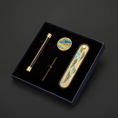 Ebony & Copper Incense Burner Gift Set