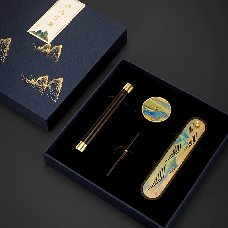 Ebony & Copper Incense Burner Gift Set