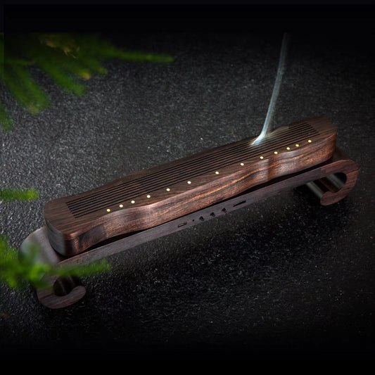 Exquisite Sandalwood Incense Gift Set - Guqin Style Incense Burner and Holder